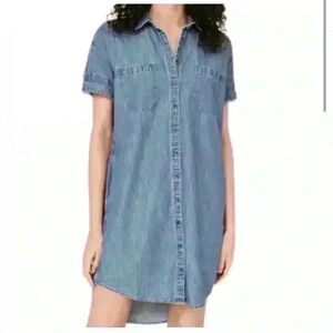 Urban Outfitters BDG cotton Demin Button Up Dress high low mini medium